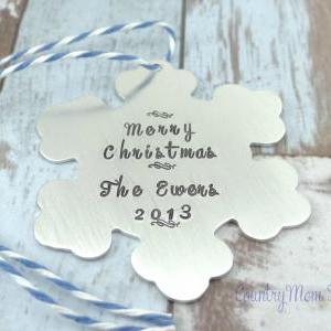 Personalized Hand Stamped Snowflake Family..