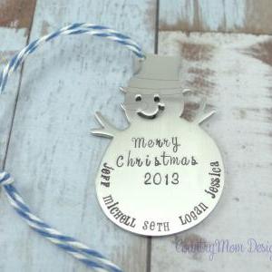 Personalized Hand Stamped Snowman Christmas..