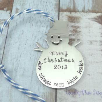 Personalized Hand Stamped Snowman Christmas Ornament Frosty The Snowman